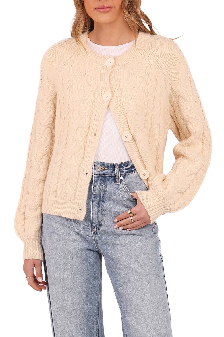 Nika Cable Stitch Cardigan, Main, color, TAUPE