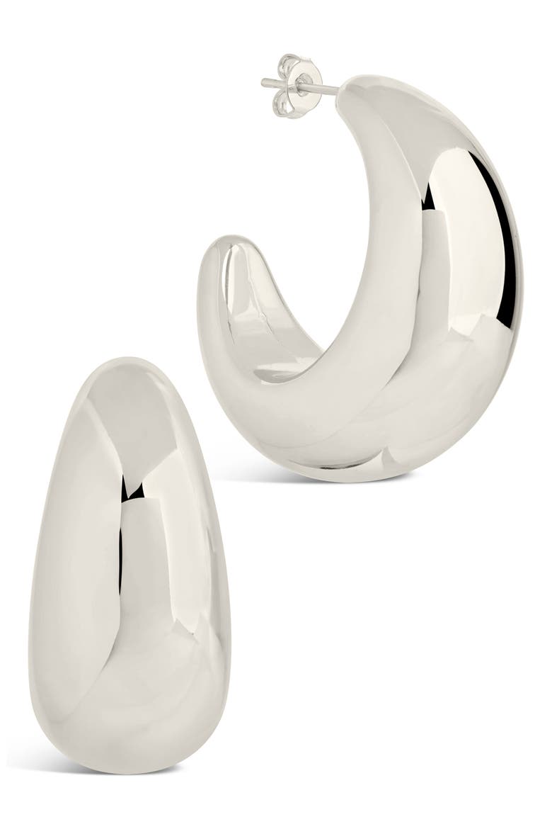 Eclipse Hoop Earrings, Alternate, color, SILVER