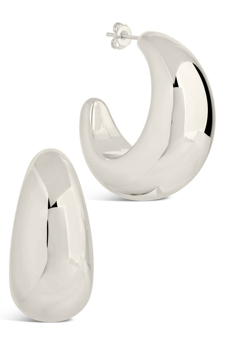 Sterling Forever Eclipse Hoop Earrings, Alternate, color, Silver