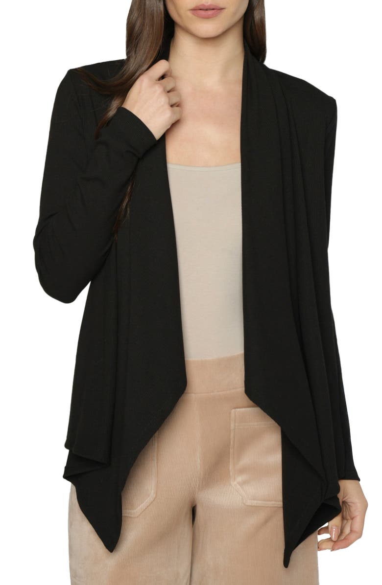 matty m. Taylor Open Front Cardigan, Main, color, Black