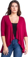 24seven Comfort Apparel Elbow Length Sleeve Open Front Cardigan
