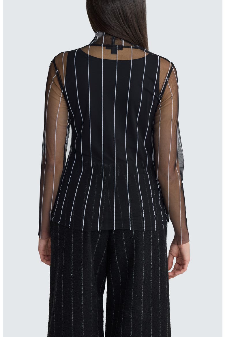 Eisley Striped Mesh Blouse, Alternate, color, Black Ecru