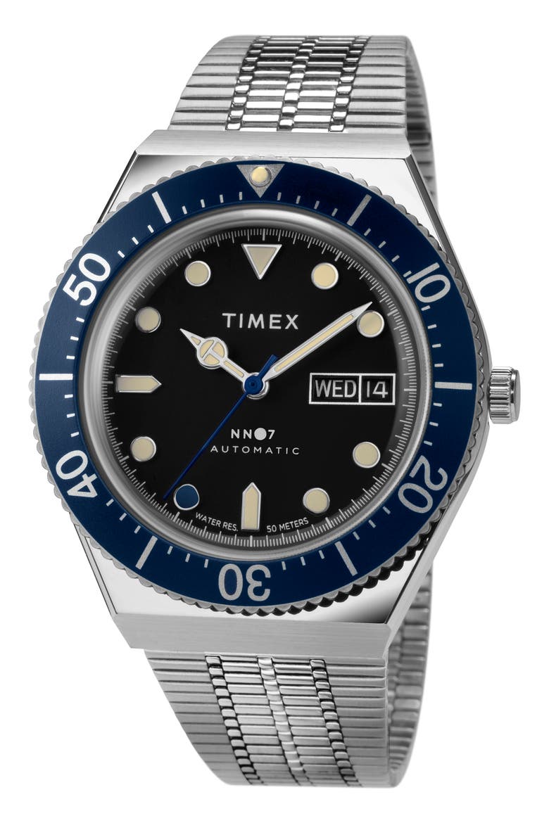 x Timex M79 Limited Edition Automatic Mesh Strap Watch, 40mm, Alternate, color, NAVY BLUE