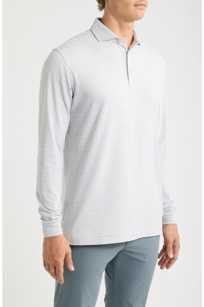 Lyons Stripe Summer Comfort Long Sleeve Performance Jersey Polo, Alternate, color, GALE GREY