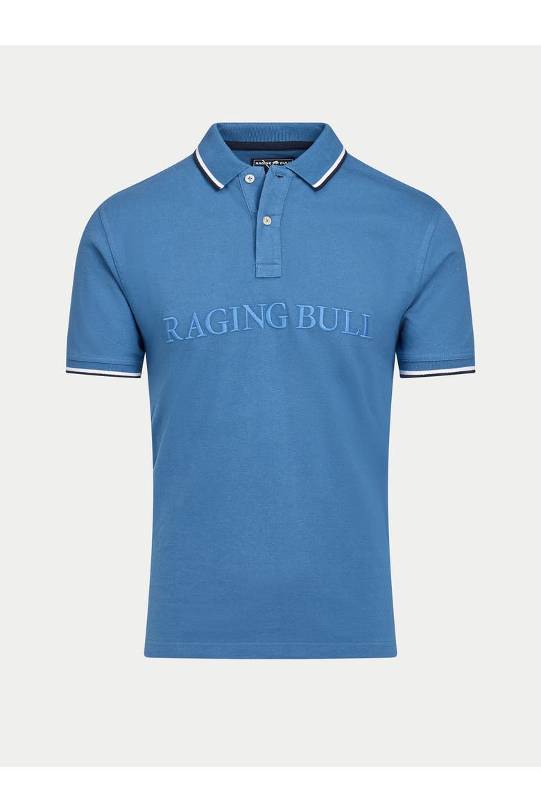 Short Sleeve Embroidery Pique Polo, Alternate, color, Denim Blue