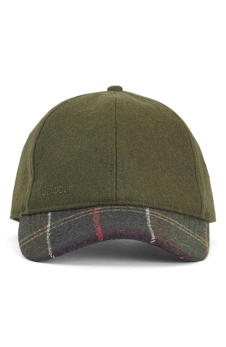 Barbour Roker Plaid Wool Blend Baseball Cap, Alternate, color, Forest Green/Classic