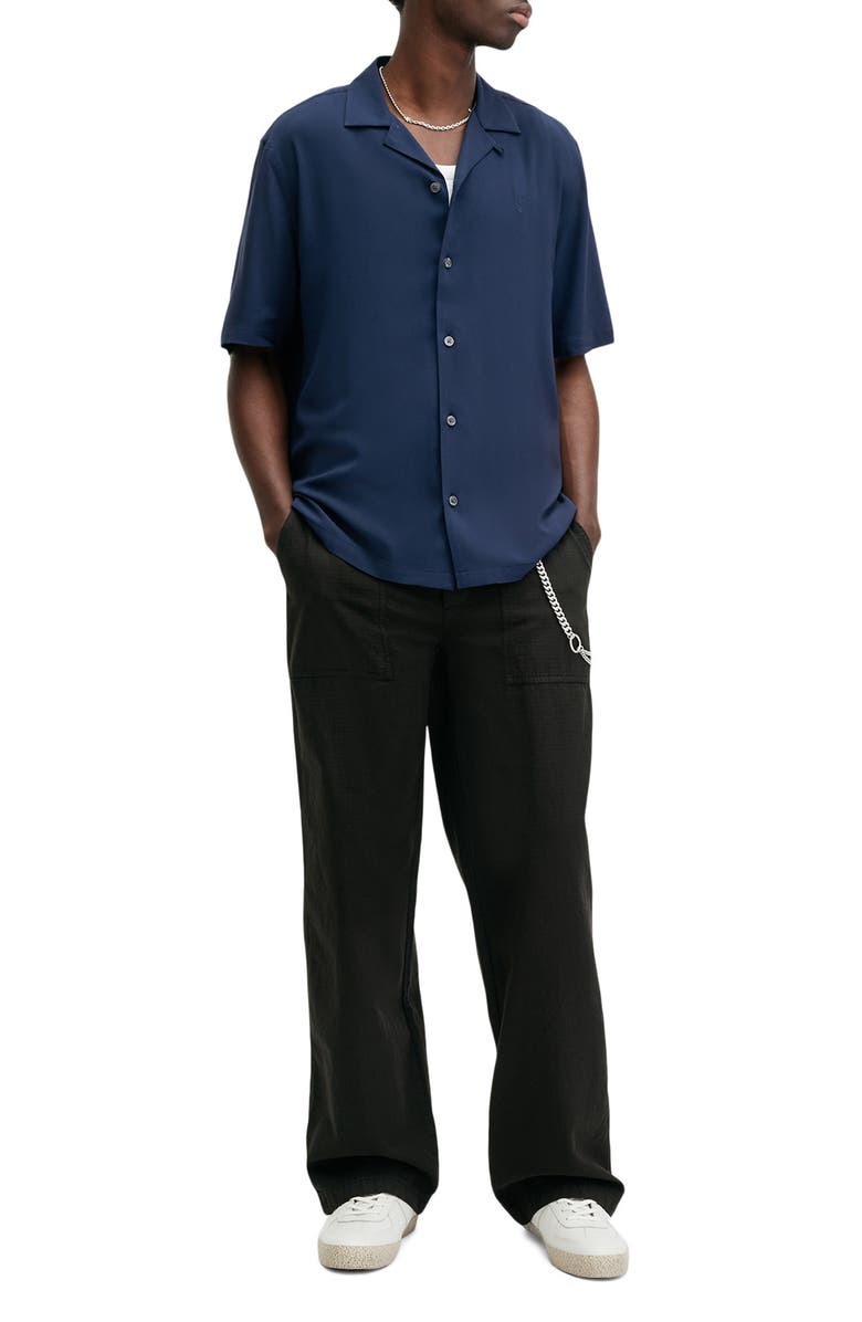 AllSaints Venice Solid Camp Shirt, Alternate, color, Night Sky Blue