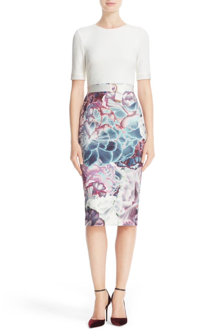 Illuminated Bloom Sheath Dress, Main, color, MID PURPLE