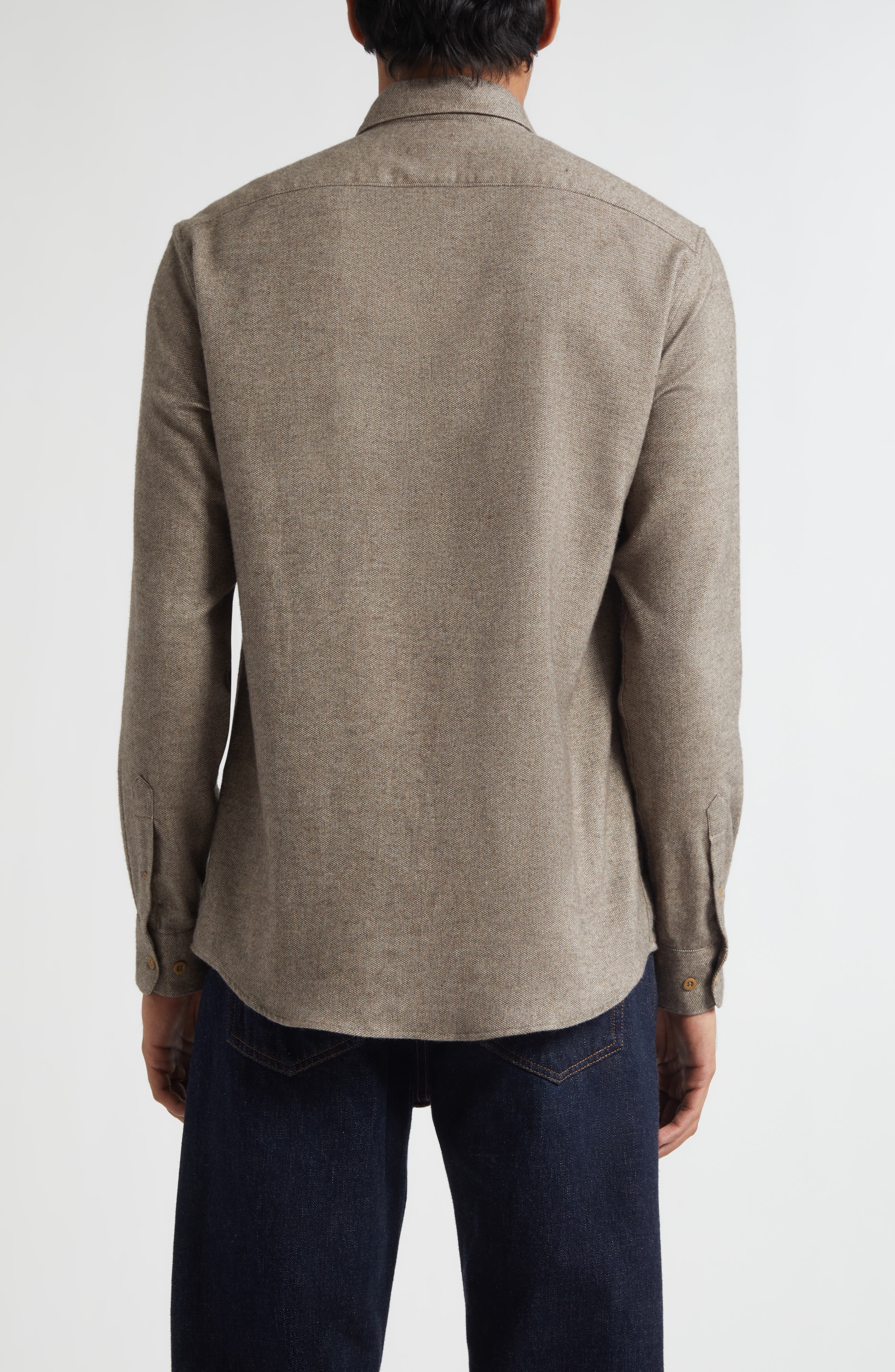 Sunspel Brushed Cotton Flannel Button-Down Shirt (Men) | Nordstrom