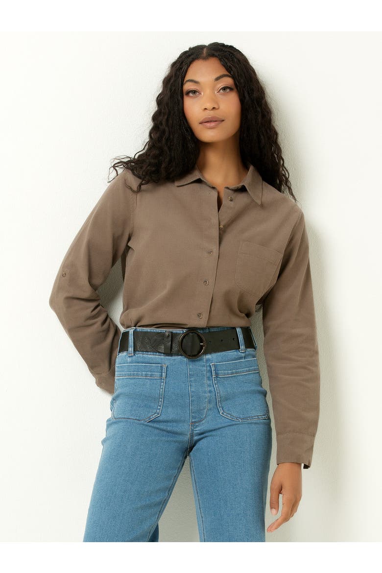 Corduroy Button-Up Shirt, Main, color, Driftwood