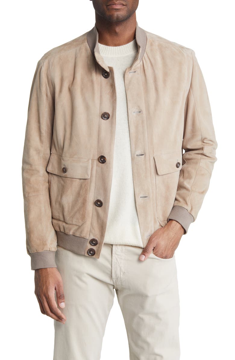 Jack Victor Leon Suede Bomber Jacket, Main, color, 