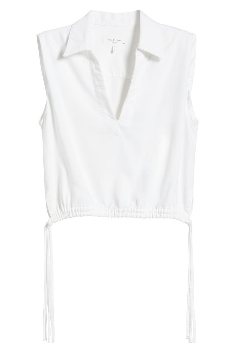 Fiona Tie Hem Sleeveless Cotton Blend Top, Alternate, color, OPTIC WHITE