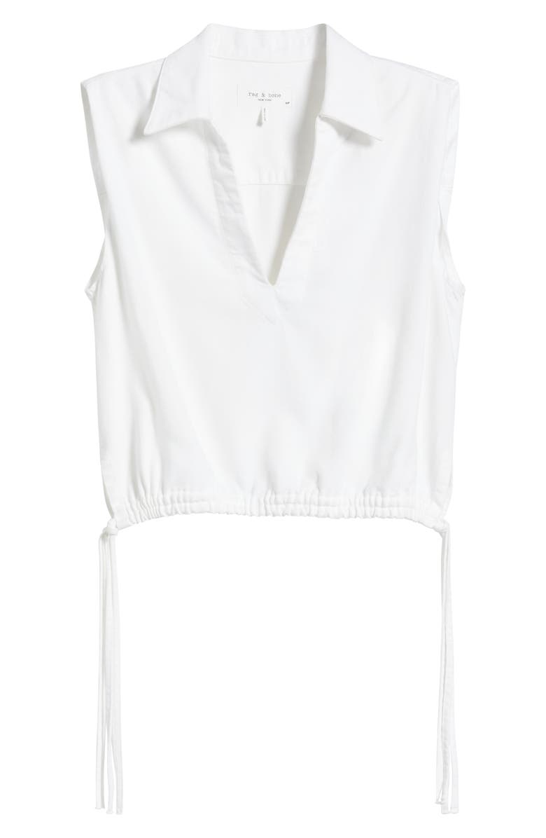 rag & bone Fiona Tie Hem Sleeveless Cotton Blend Top, Alternate, color, Optic White