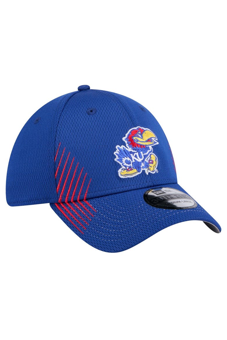 Men's New Era Royal Kansas Jayhawks Active Slash Sides 39THIRTY Flex Hat, Alternate, color, Royal