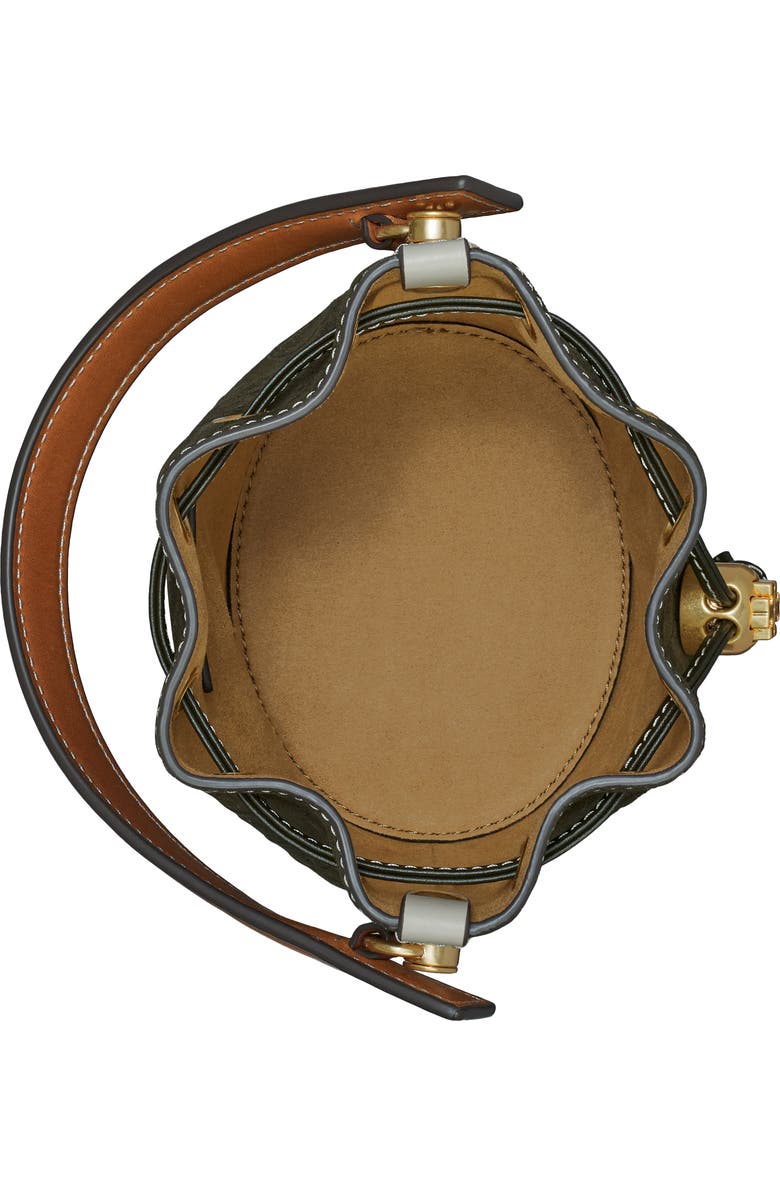 Tory Burch T Monogram Mini Embossed Suede Bucket Bag, Alternate, color,