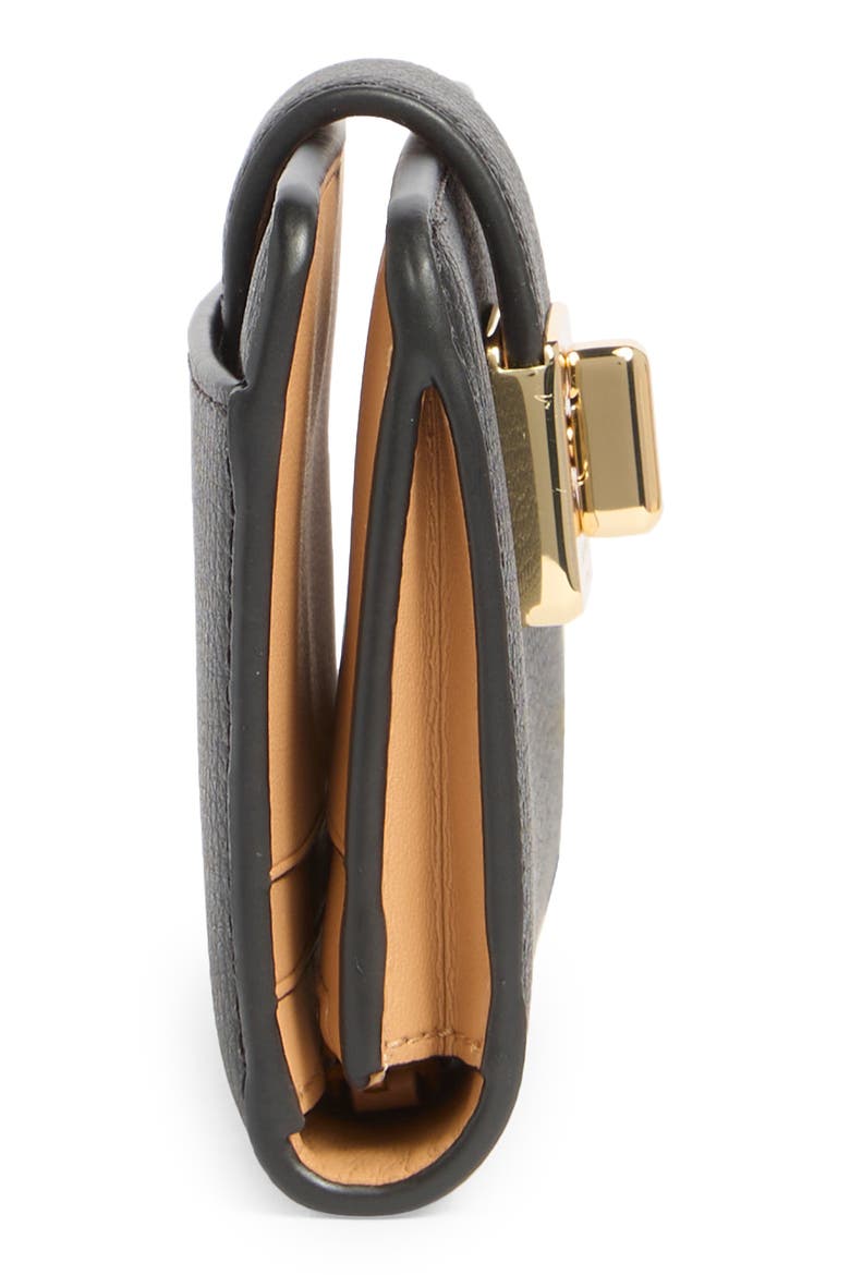 phoebe refined leather card case, Alternate, color, BLACK