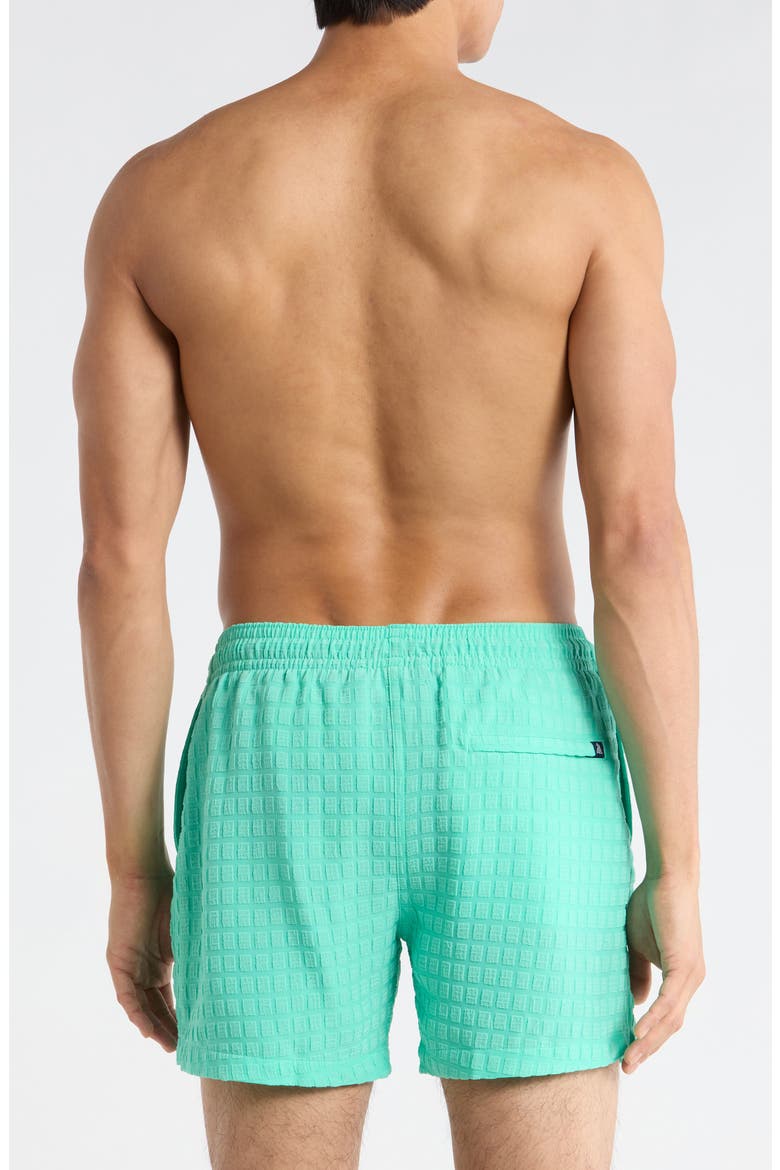 The Soft Lagoons 5.5-Inch Grid Textured Swim Trunks, Alternate, color, TEAL SOLID