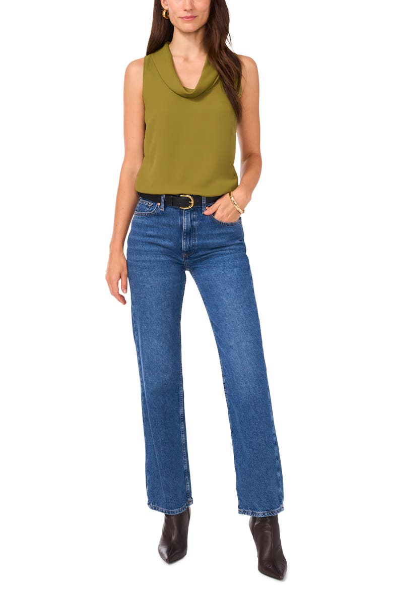 Cowl Neck Sleeveless Blouse, Alternate, color, OLIVE MOSS