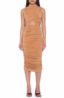 Alexia Admor Khloe Sleeveless Ruched Cutout Midi Dress