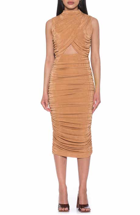 Alexia Admor Khloe Sleeveless Ruched Cutout Midi Dress