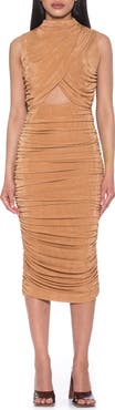 Alexia Admor Khloe Sleeveless Ruched Cutout Midi Dress