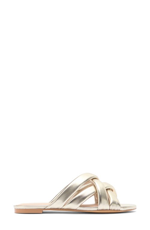 Stuart Weitzman Crossover Leather Slide In Platino