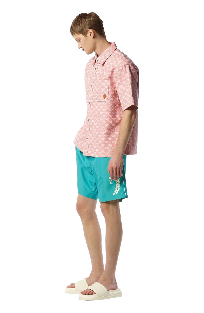 MCM Logo Print Swim Trunks, Alternate, color, Ceramic