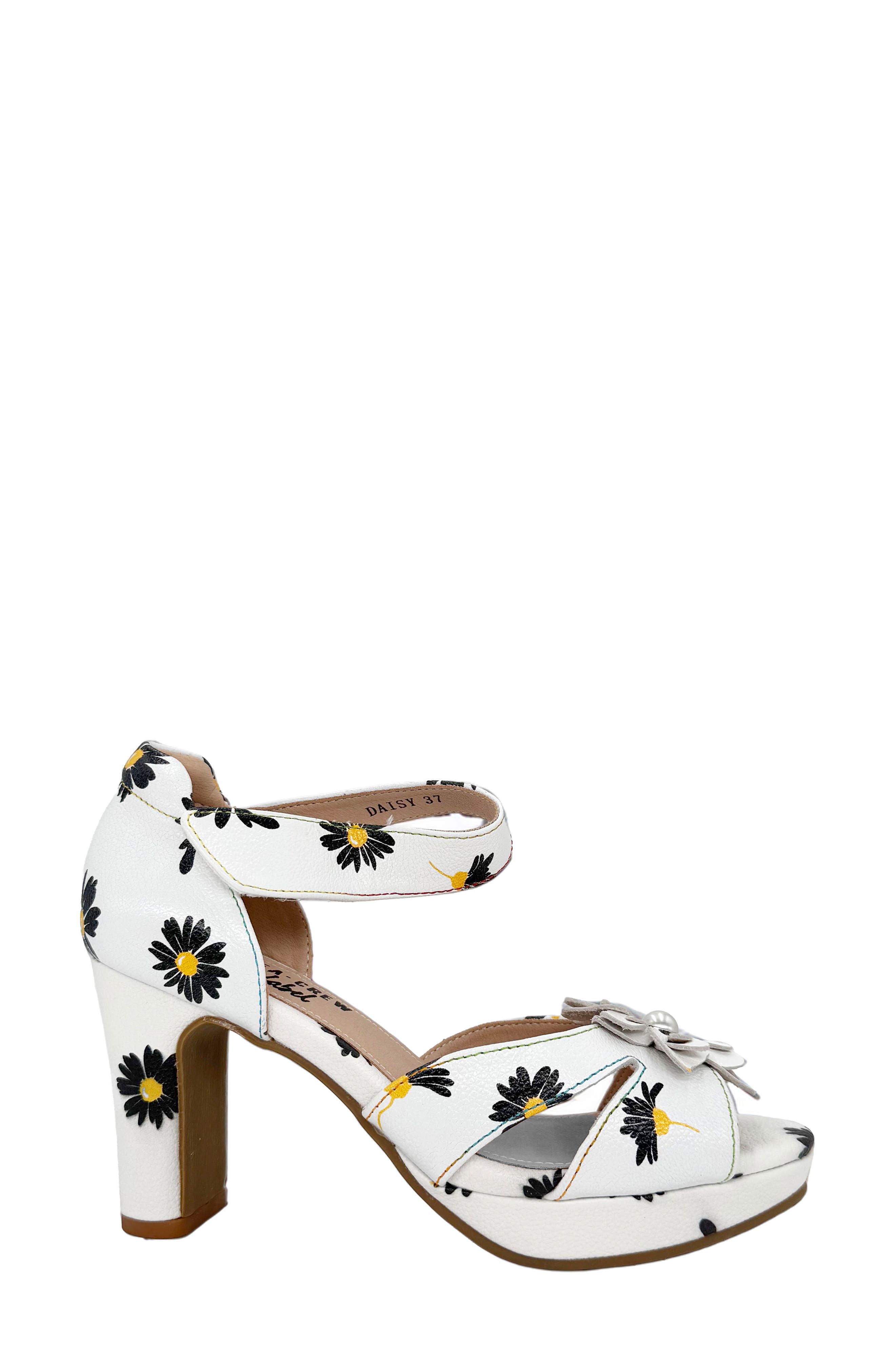CHELSEA CREW Daisy Ankle Strap Platform Sandal, Alternate, color, White/ Black Daisy