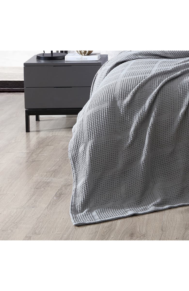 Kenneth Cole New York Essentials Waffle Stitch Blanket, Alternate, color, Grey