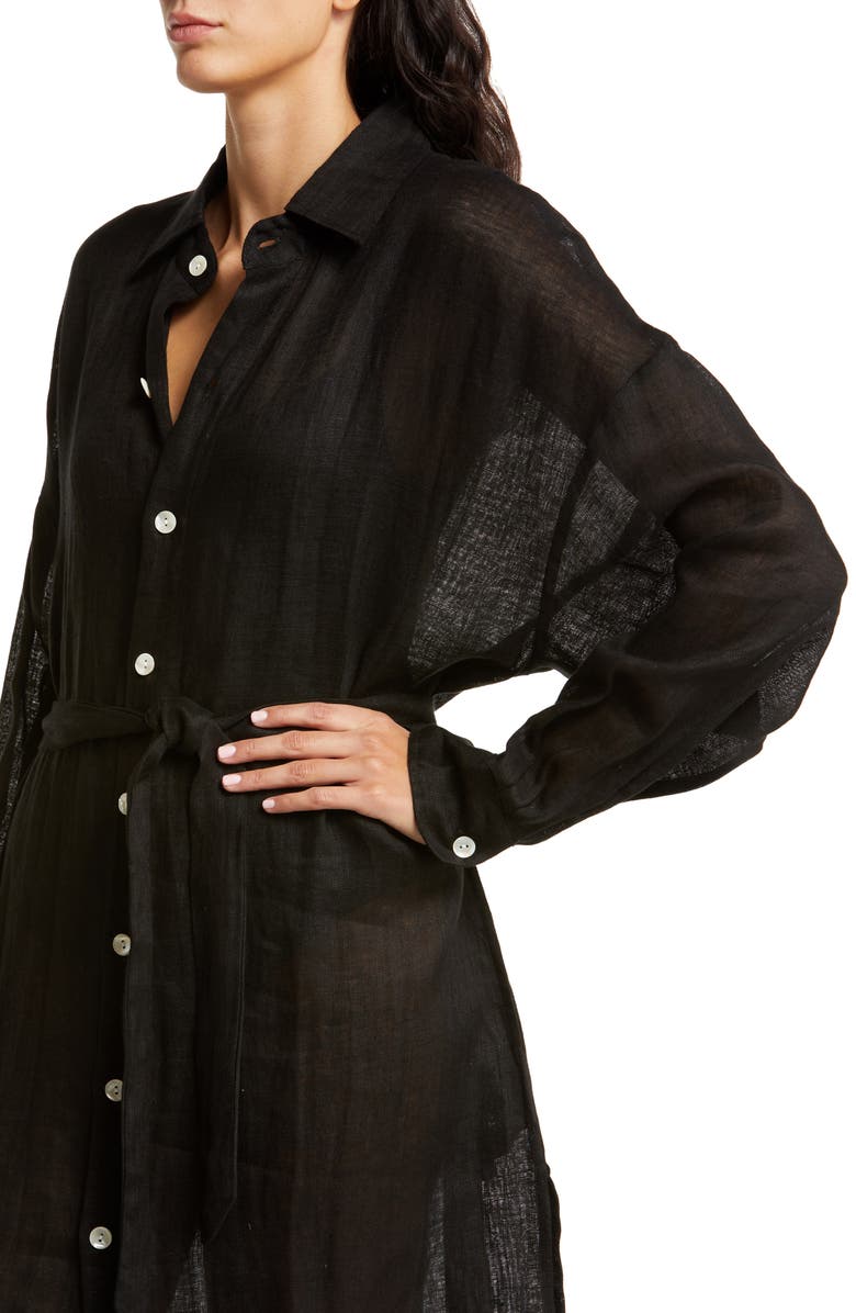 Vitamin A<sup>®</sup> Playa Long Sleeve Linen Cover-Up Shirtdress, Alternate, color, 