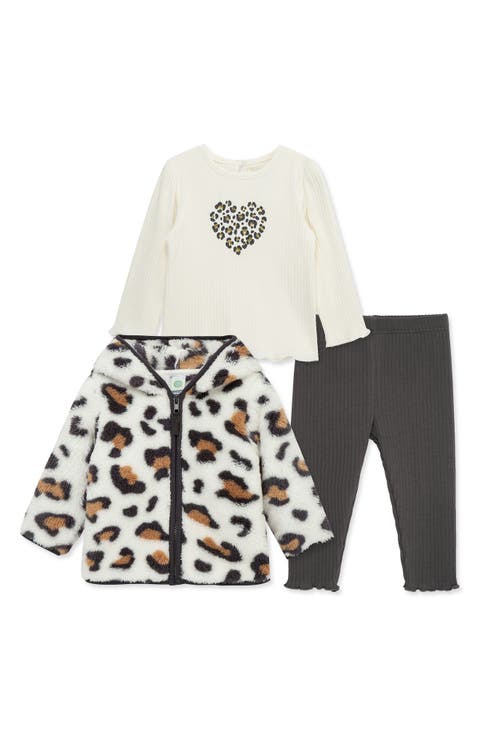 Leopard Hoodie, Long Sleeve Top & Leggings Set (Baby)