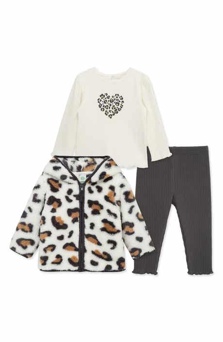 Little Me Leopard Hoodie, Long Sleeve Top & Leggings Set