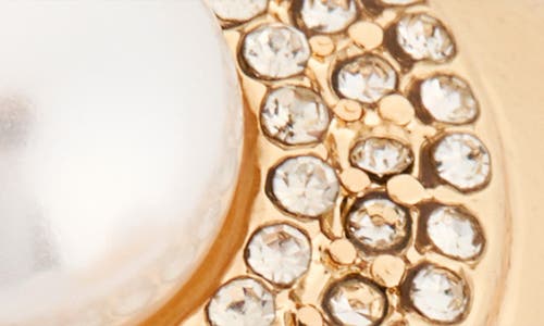 Nordstrom Rack Set Of 2 Faux Pearl & Pavé Rings In White- Clear- Gold