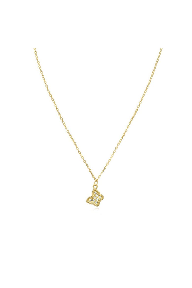 Mini Diamond Gold Frame Butterfly Necklace, Main, color, Yellow Gold