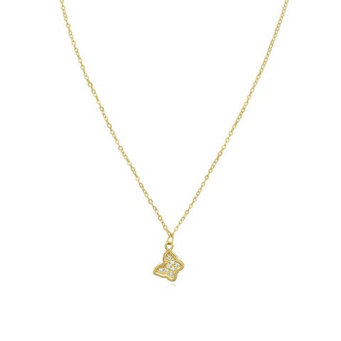 Mini Diamond Gold Frame Butterfly Necklace
