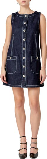 English Factory Sleeveless Denim Minidress | Nordstrom