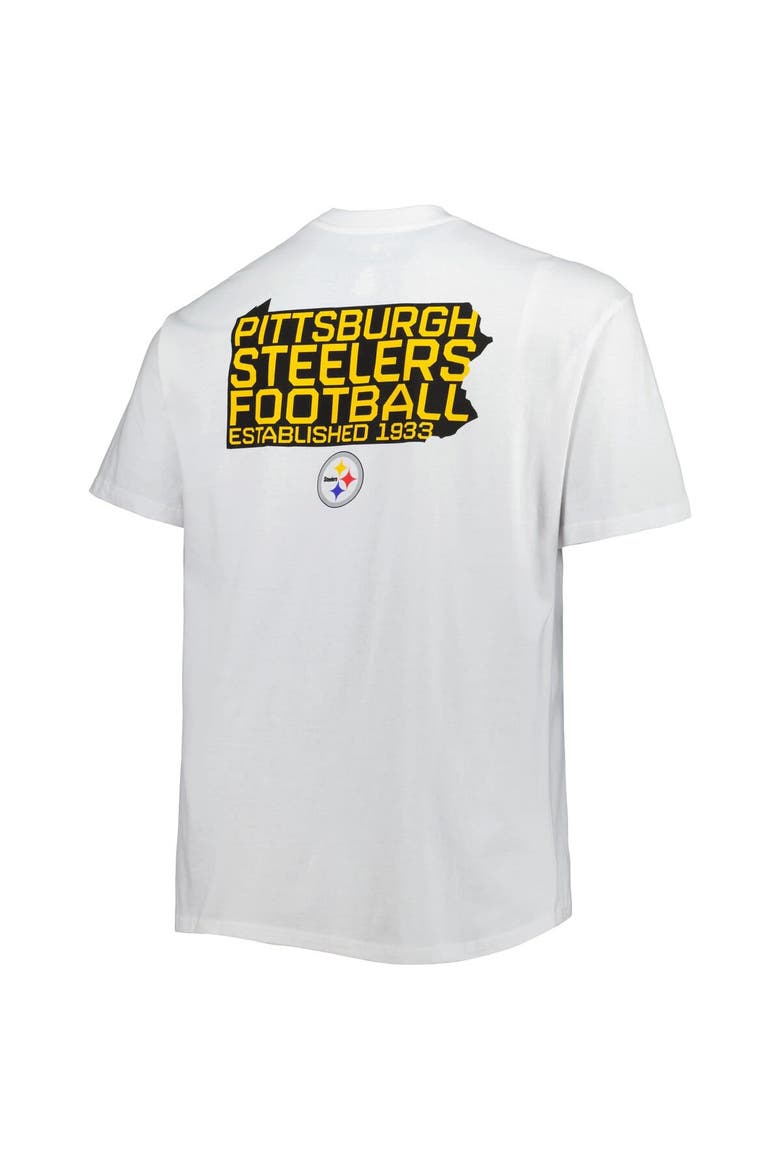 Men's Fanatics Branded White Pittsburgh Steelers Big & Tall Hometown Collection Hot Shot T-Shirt, Alternate, color, White