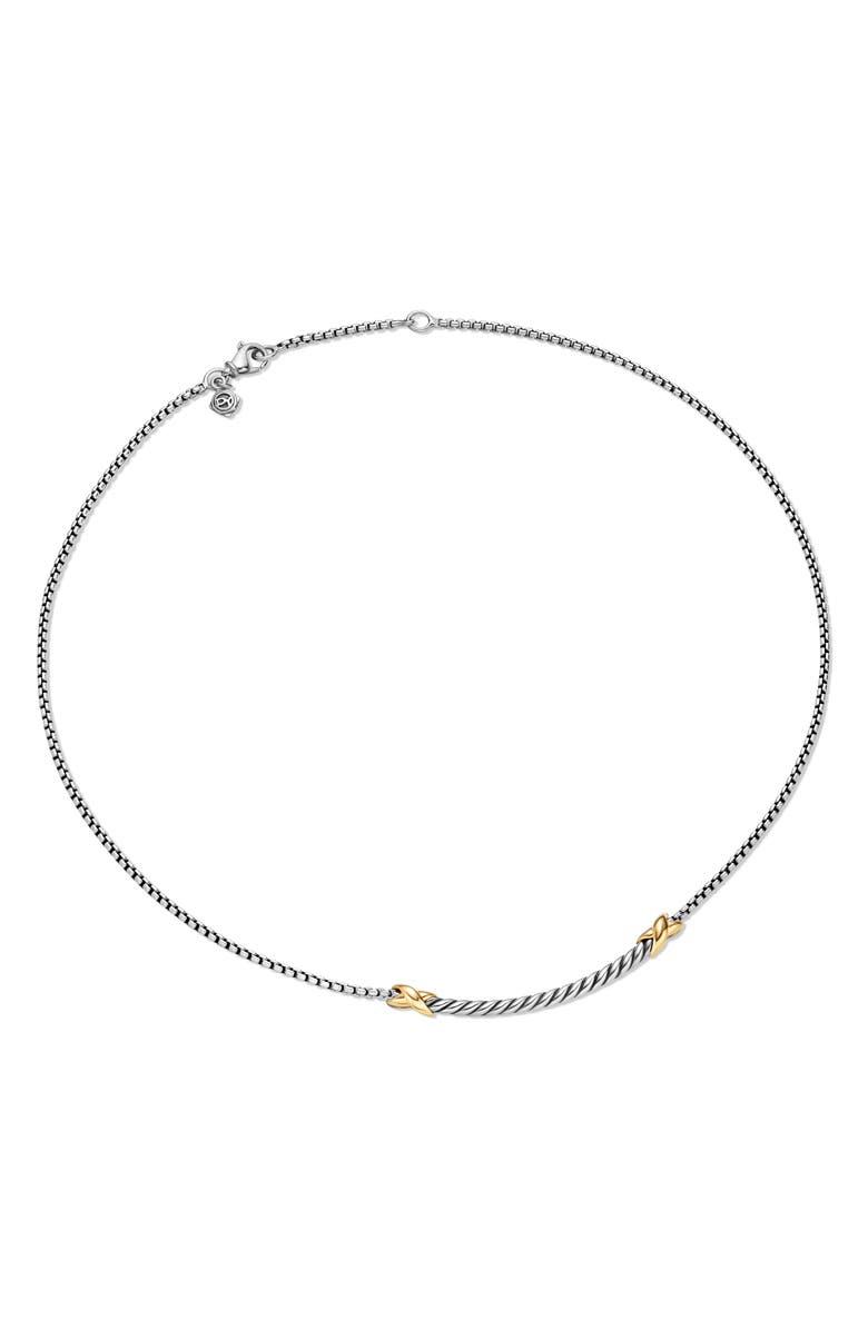 David Yurman Petite X Bar Pendant Necklace, Alternate, color, Silver/ Yellow Gold