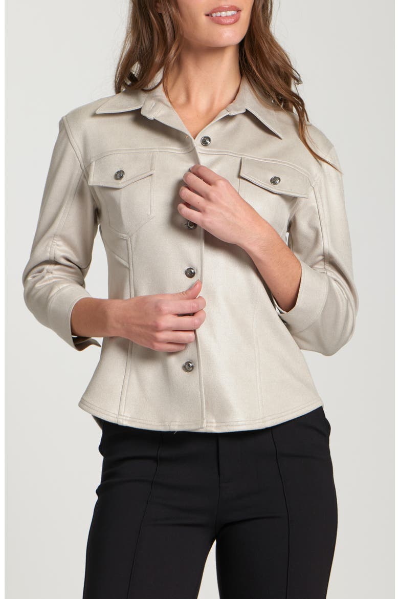 Faux Suede Shirt Jacket, Main, color, CHAMPAGNE