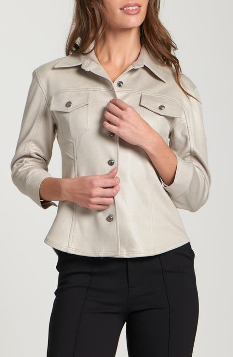 Faux Suede Shirt Jacket