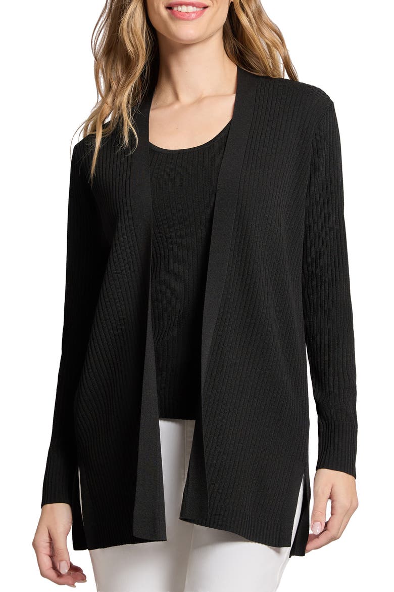 Open Front Rib Cardigan, Main, color, JONES BLACK