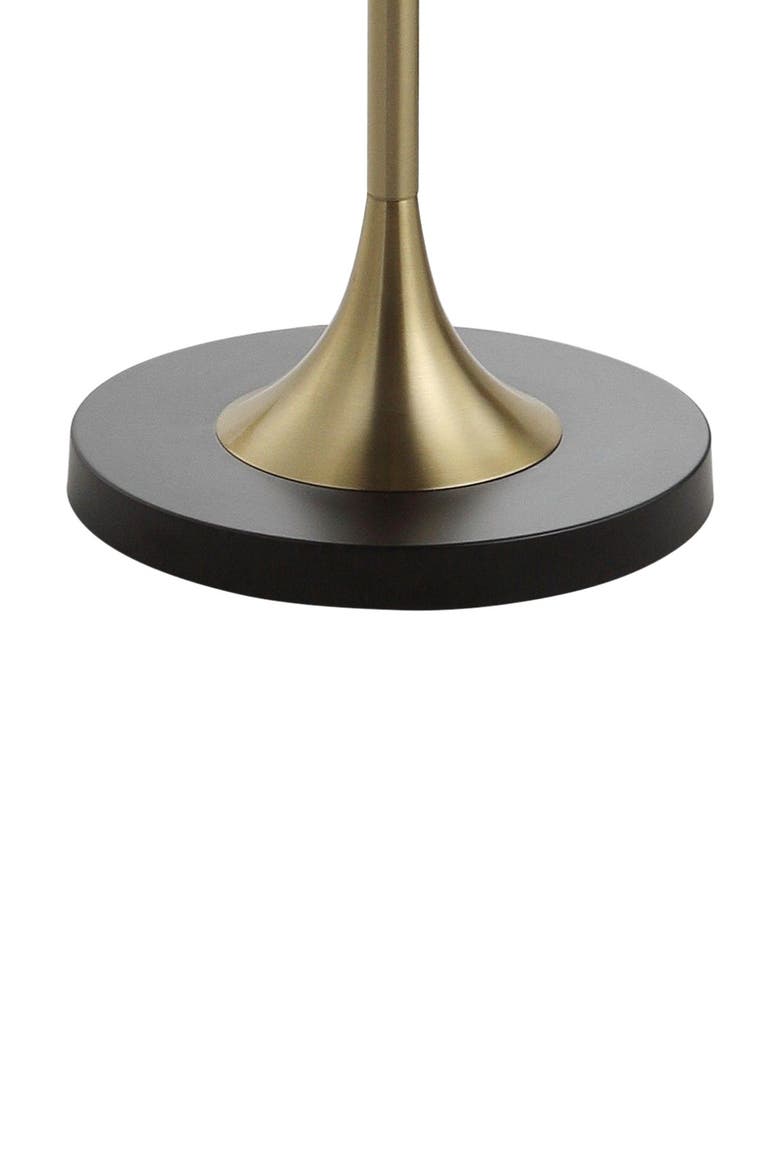 Luce 59" Metal/Wood LED Floor Lamp with Table, Black/Brass, Alternate, color, Black/ Brass Gold