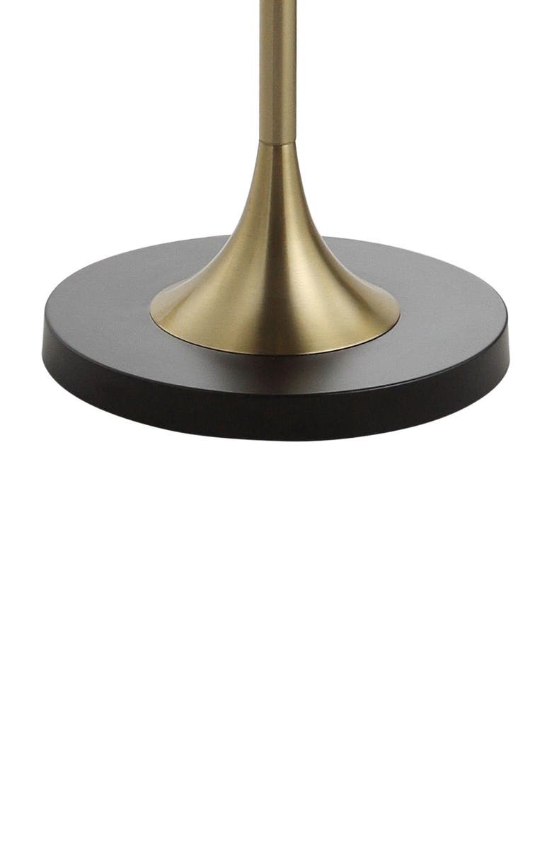JONATHAN Y Luce 59" Metal/Wood LED Floor Lamp with Table, Black/Brass, Alternate, color, Black/ Brass Gold