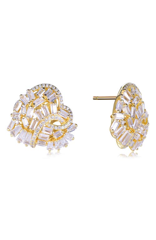 Suzy Levian Cubic Zirconia Cluster Heart Stud Earrings