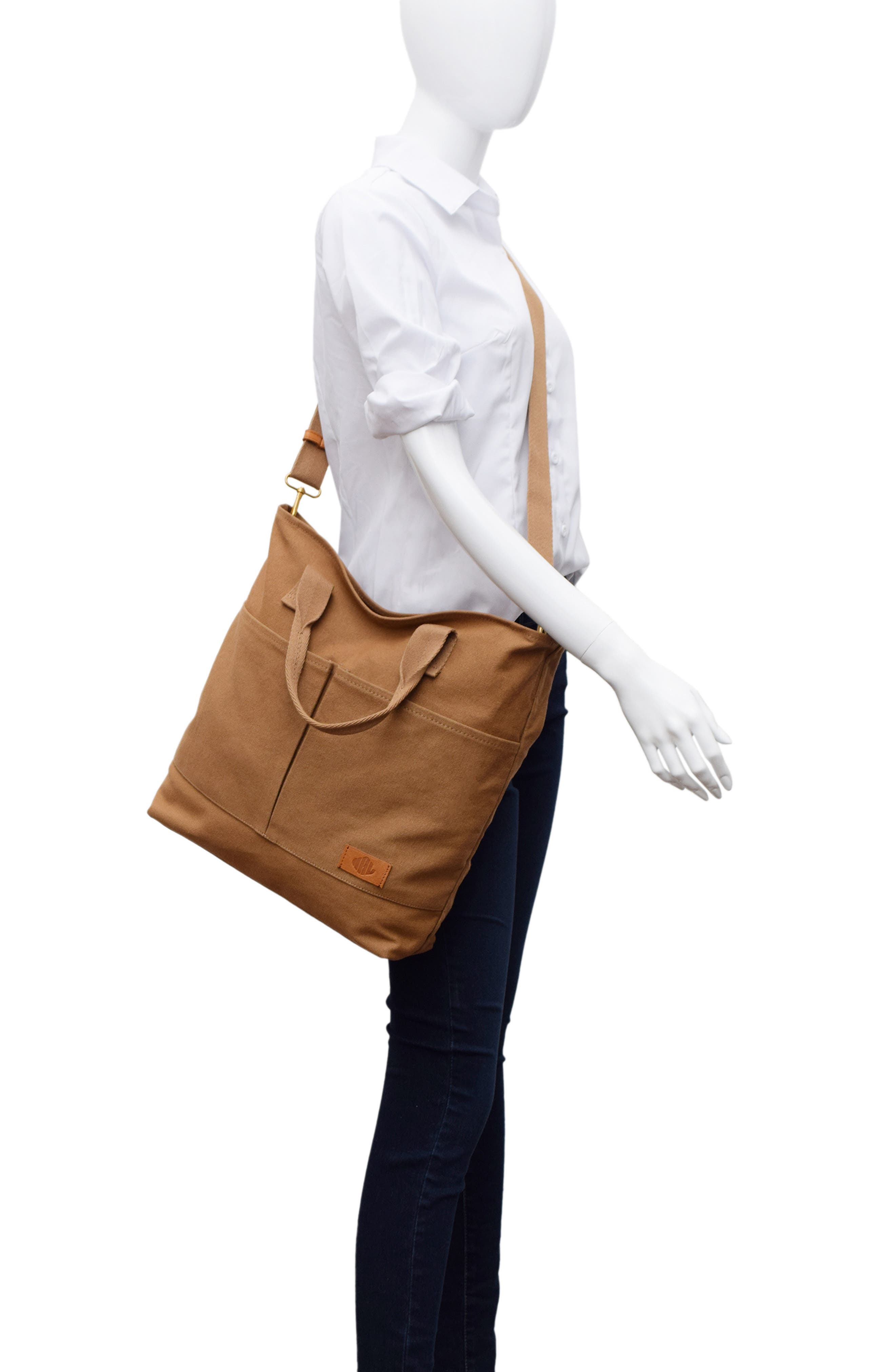 New Amsterdam Leatherworks Ayla Canvas Tote Bag, Alternate, color, Khaki