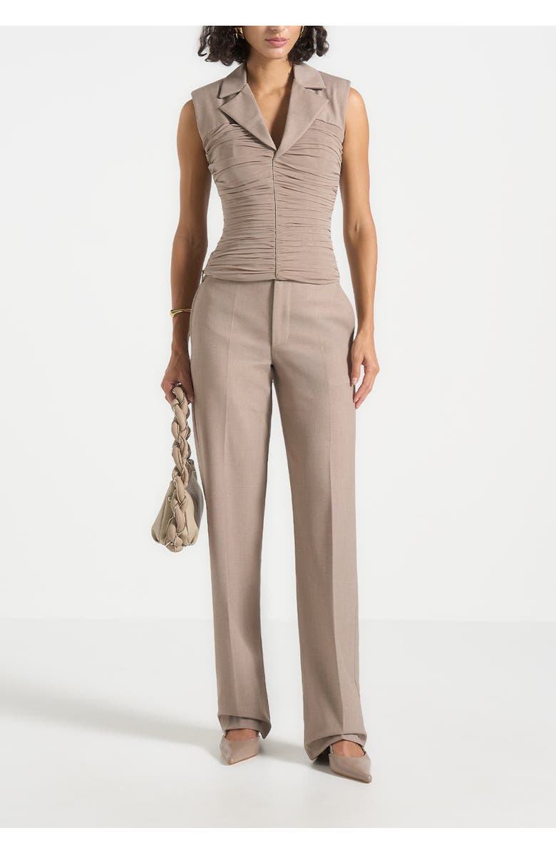 Manière De Voir Nina Cigarette Fit Tailored Trousers, Main, color, Mushroom