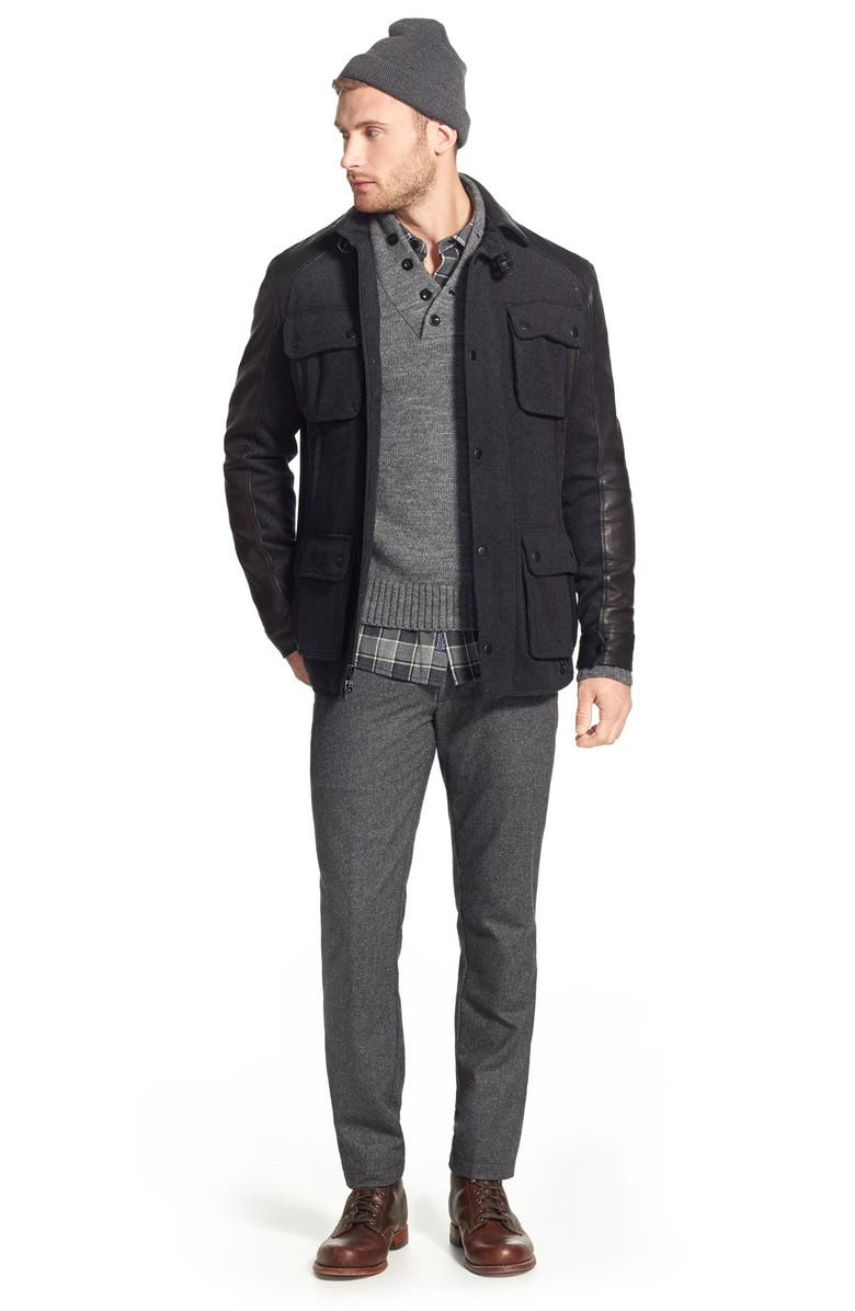 W.R.K . Mixed Media Shirt Jacket, Alternate, color, Charcoal