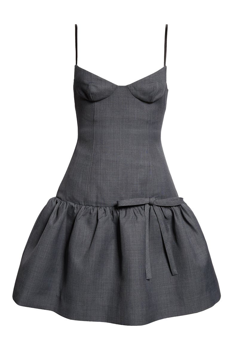 Bowknot Twill Corset Dress, Alternate, color, GREY