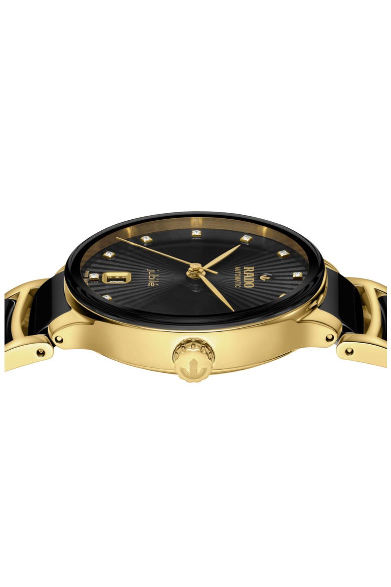 Centrix Automatic Diamond Bracelet Watch, 35mm, Alternate, color, BLACK/ GOLD