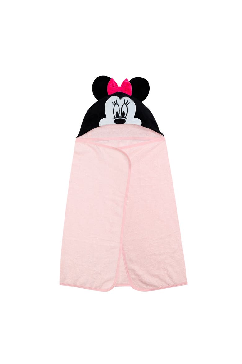 Disney Baby Minnie Mouse Cotton Hooded Baby Bath Towel, Alternate, color, Pink